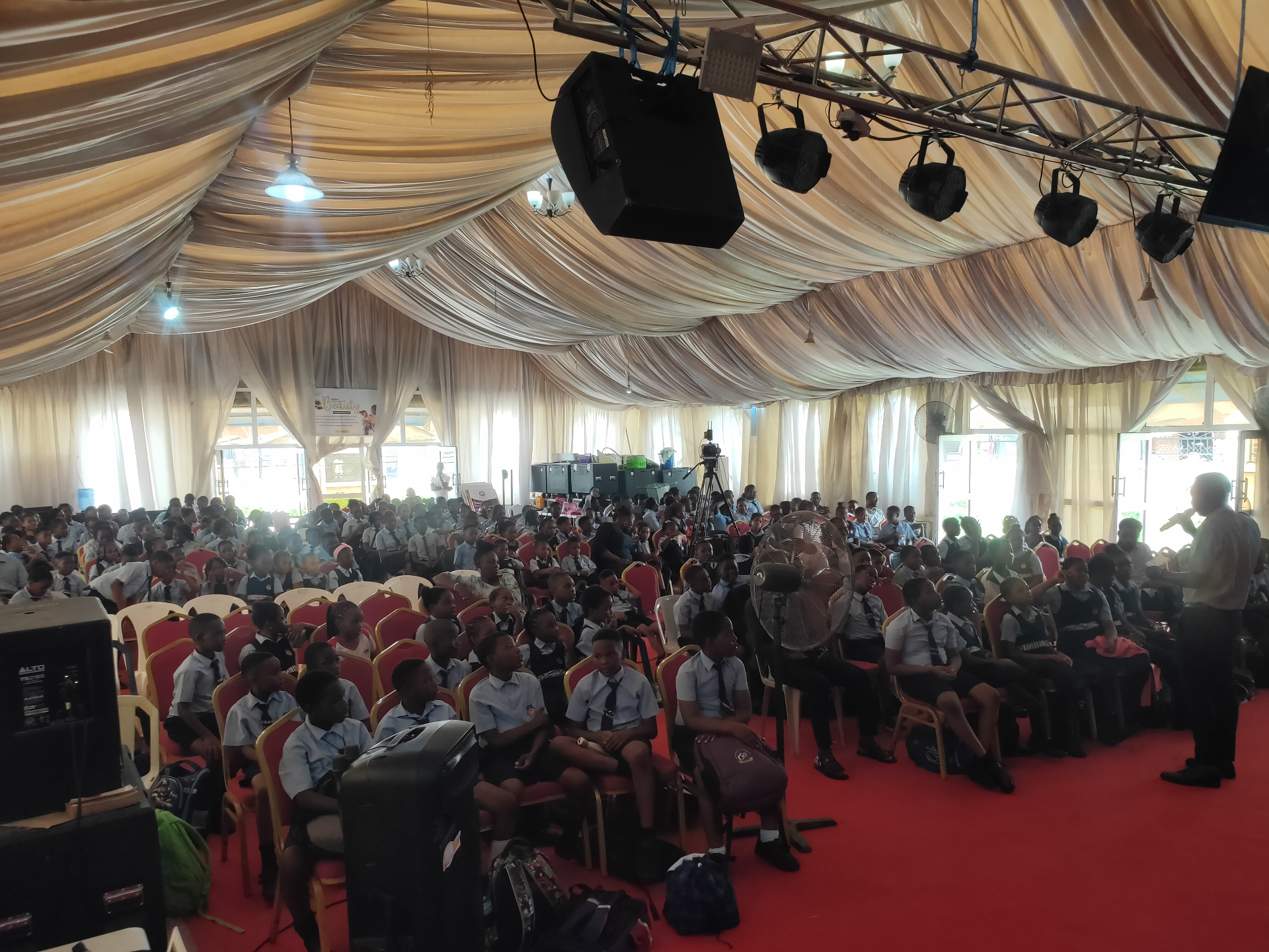 Pedrisi students gathered in the assembly hall